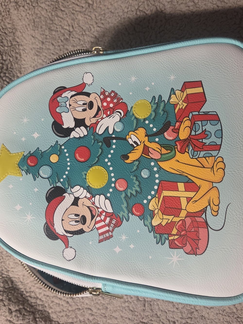 Loungefly Disney Holiday Mickey & Minnie Christmas Tree Backpack- Light Blue